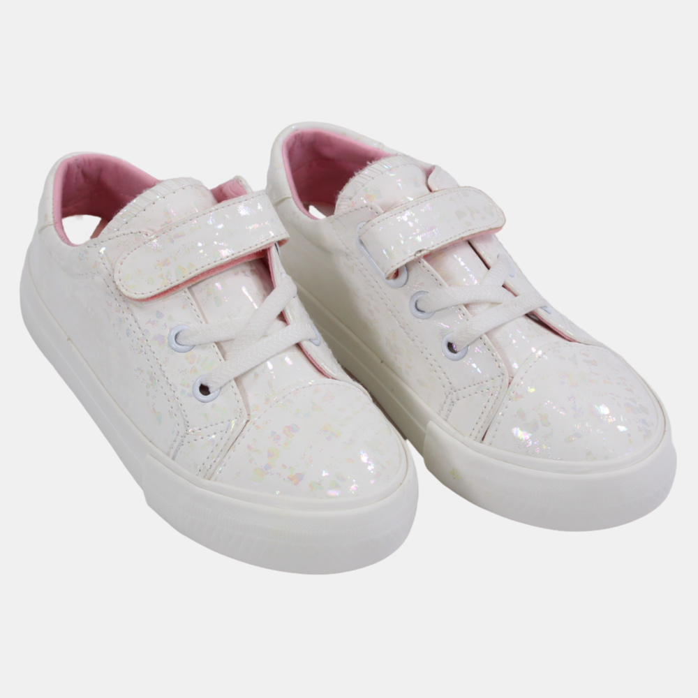 Girls Leather Sneakers – Shiny White