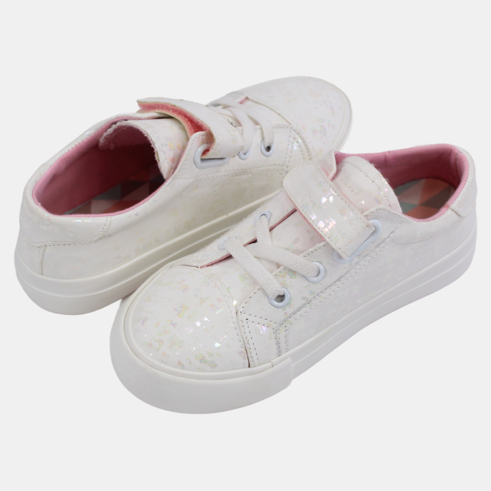 Girls Leather Sneakers – Shiny White