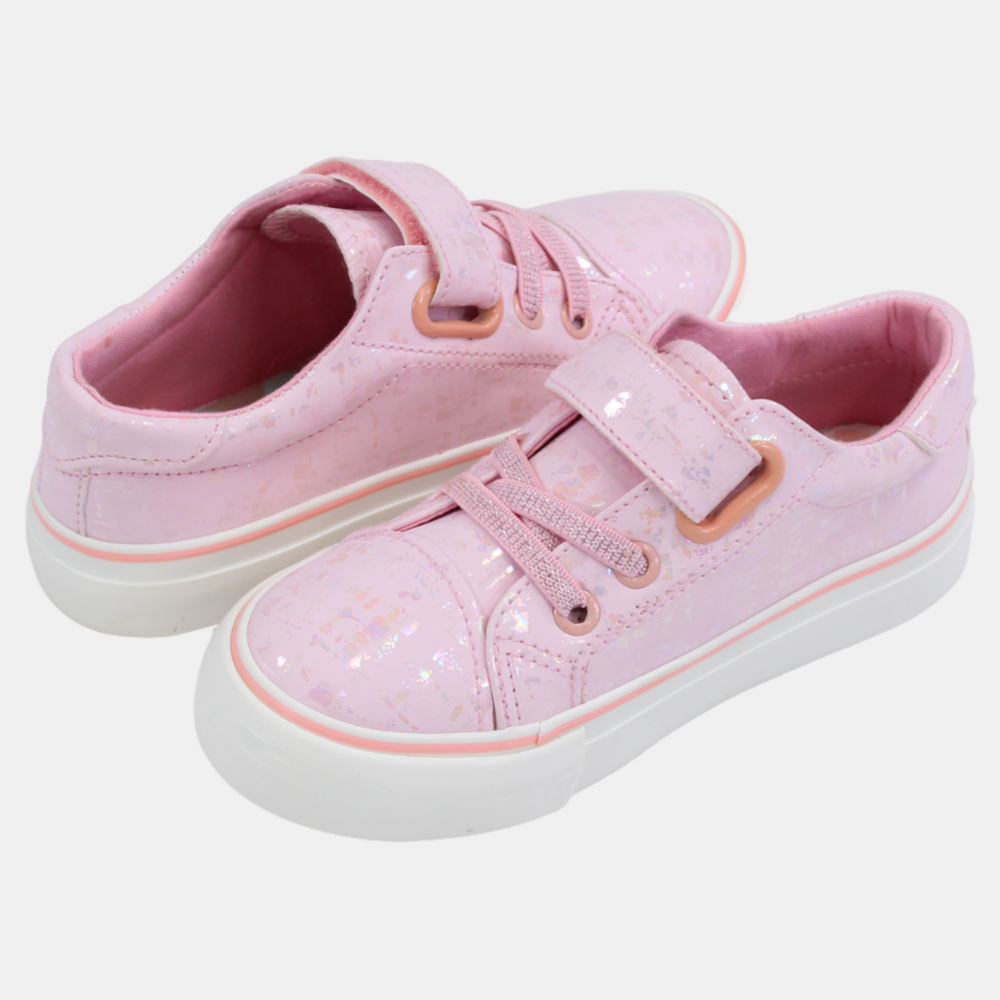 Girls Leather Sneakers – Shiny Pink