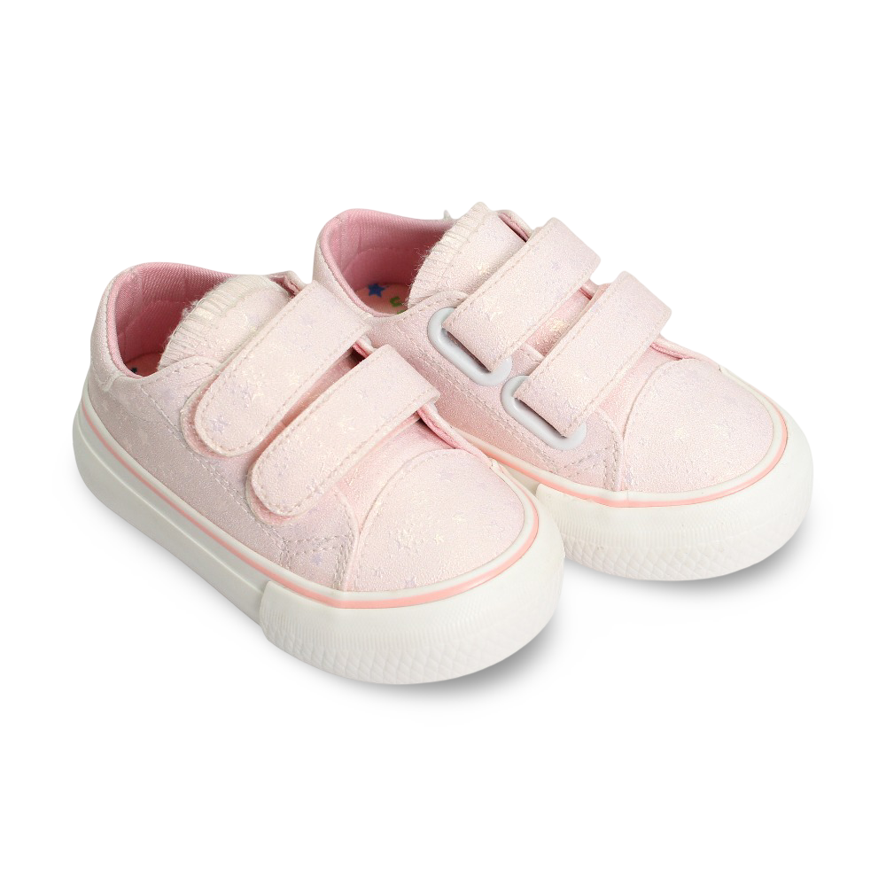 Girls Leather Sneakers – Pink with Stars Detail - Clothing - Jespring