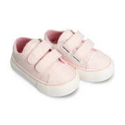 Girls Leather Sneakers – Pink with Stars Detail
