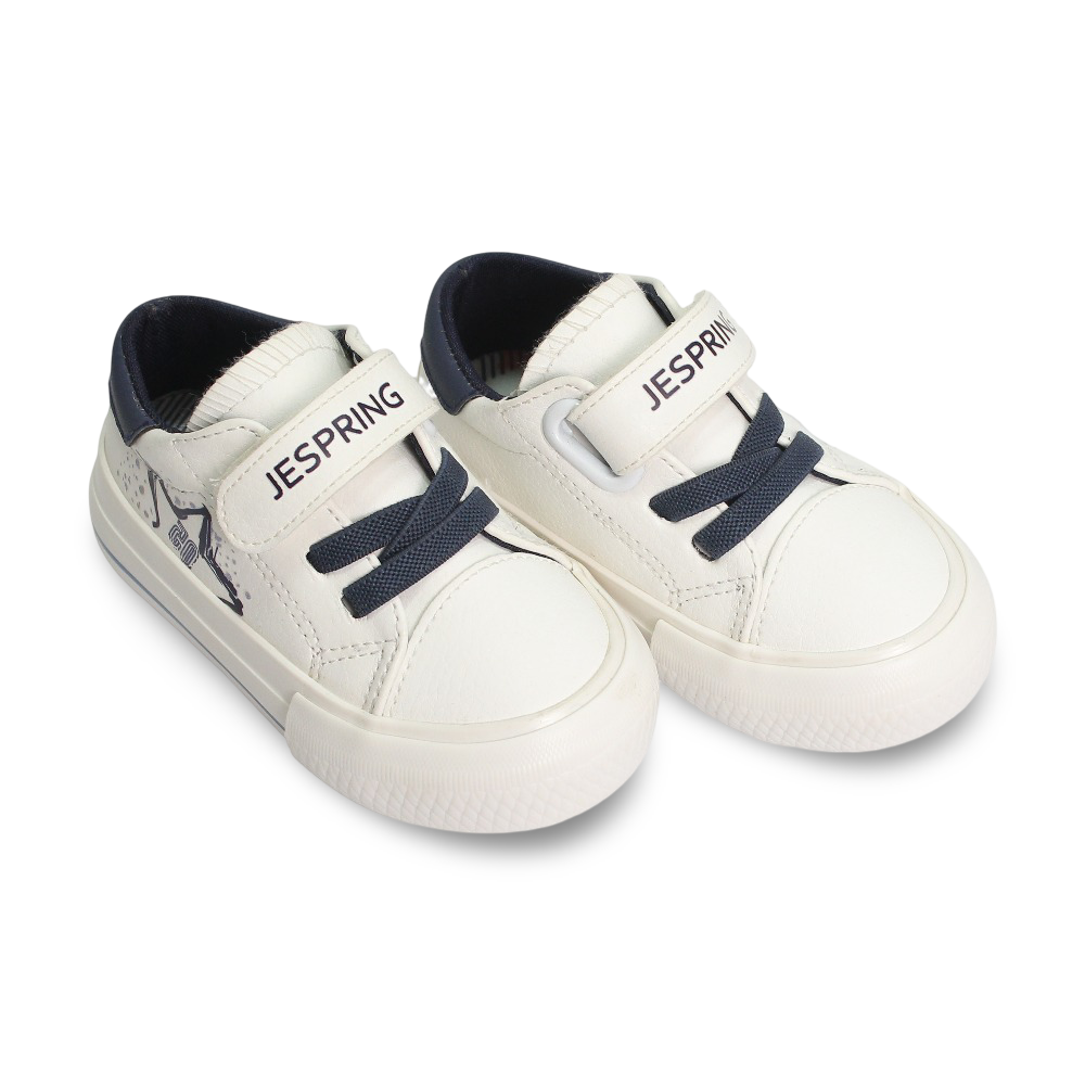Boys Leather Sneakers – White & Navy - Clothing - Jespring
