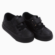 Unisex Leather Sneakers – Black Quilted