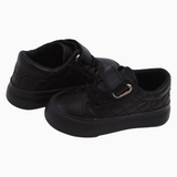 Unisex Leather Sneakers – Black Quilted