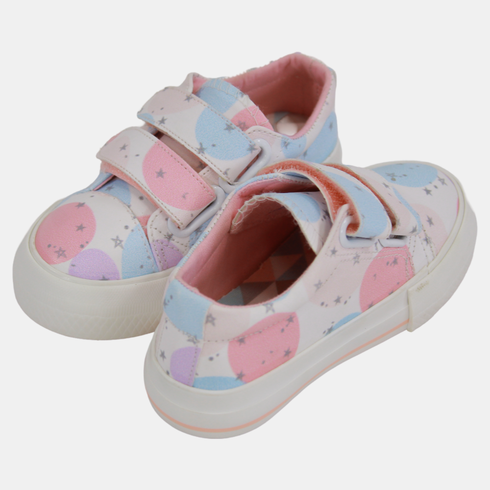 Girls' Leather Sneakers – White with Circle Design