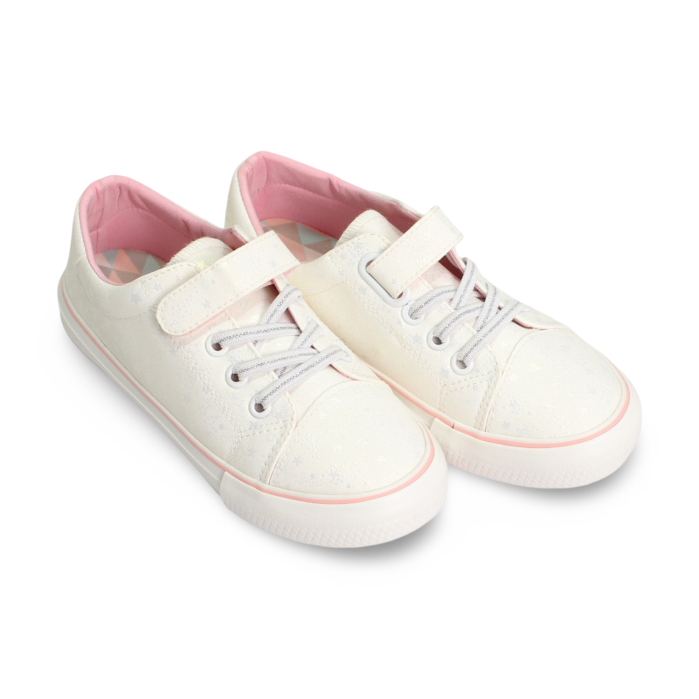 Girls Leather Sneakers – White