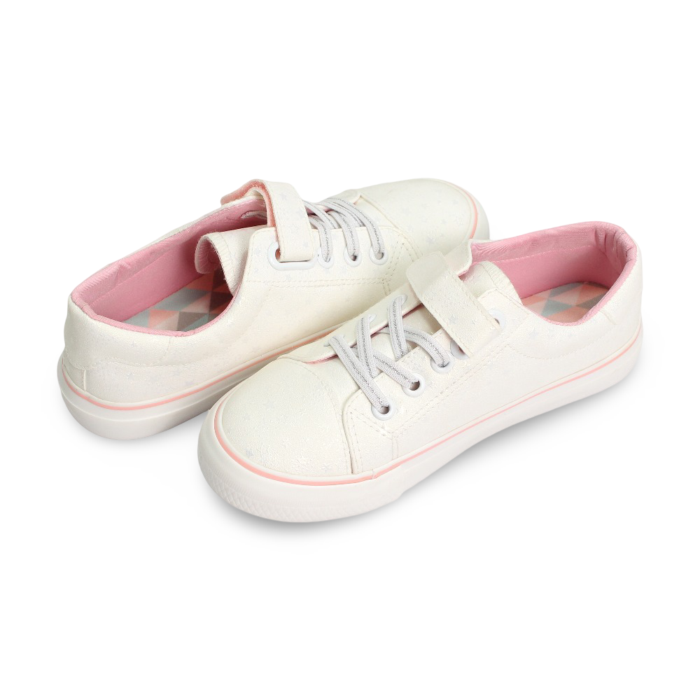 Girls Leather Sneakers – White