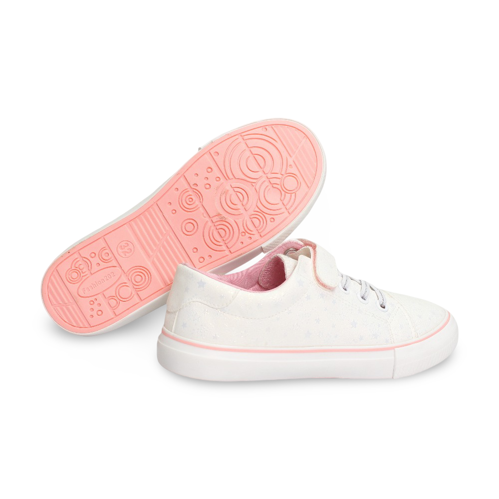 Girls Leather Sneakers – White
