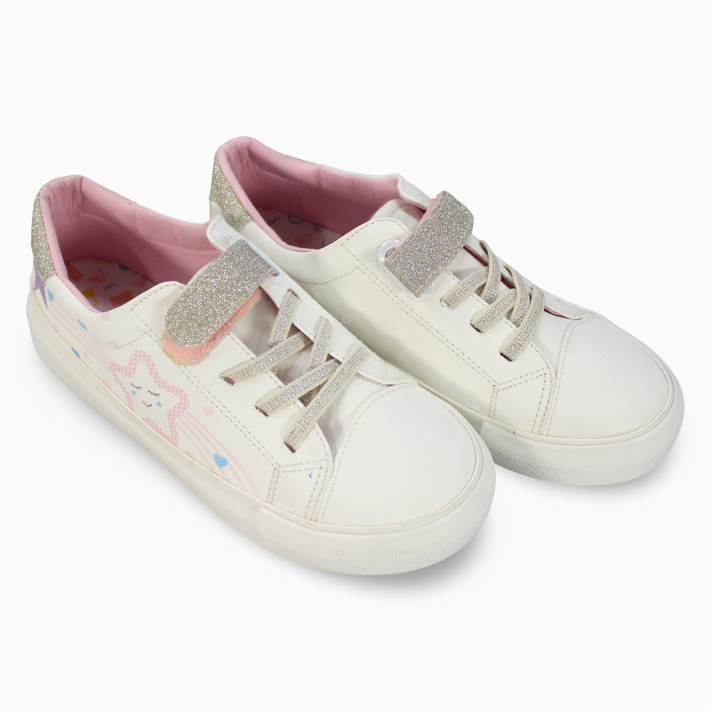 Girls Leather Sneakers  – Star Detail