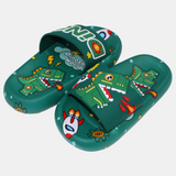 Boys Rubber Slides – Green with Dinosaur Design