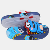 Boys Rubber Slides – Red & Navy with Dinosaur Design