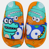 Boys Rubber Slides – Blue & Orange with Dinosaur Design