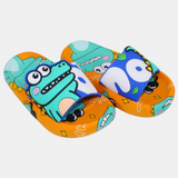 Boys Rubber Slides – Blue & Orange with Dinosaur Design