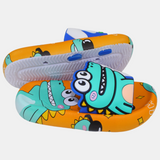 Boys Rubber Slides – Blue & Orange with Dinosaur Design