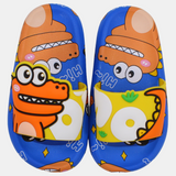 Boys Rubber Slides – Yellow & Blue with Dinosaur Design