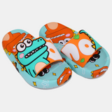 Boys Rubber Slides – Orange & Aqua with Dinosaur Design