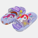 Girls Rubber Slides – Purple with Unicorn Design