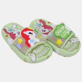 Girls Rubber Slides – Lemon Green with Unicorn Design