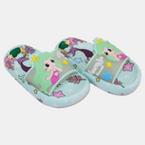 Girls Rubber Slides – Aqua with Mermaid Design