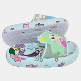 Girls Rubber Slides – Aqua with Mermaid Design