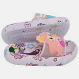 Girls Rubber Slides – Pink with Mermaid Design