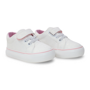 Girls Leather Sneakers – White with Stars Detail