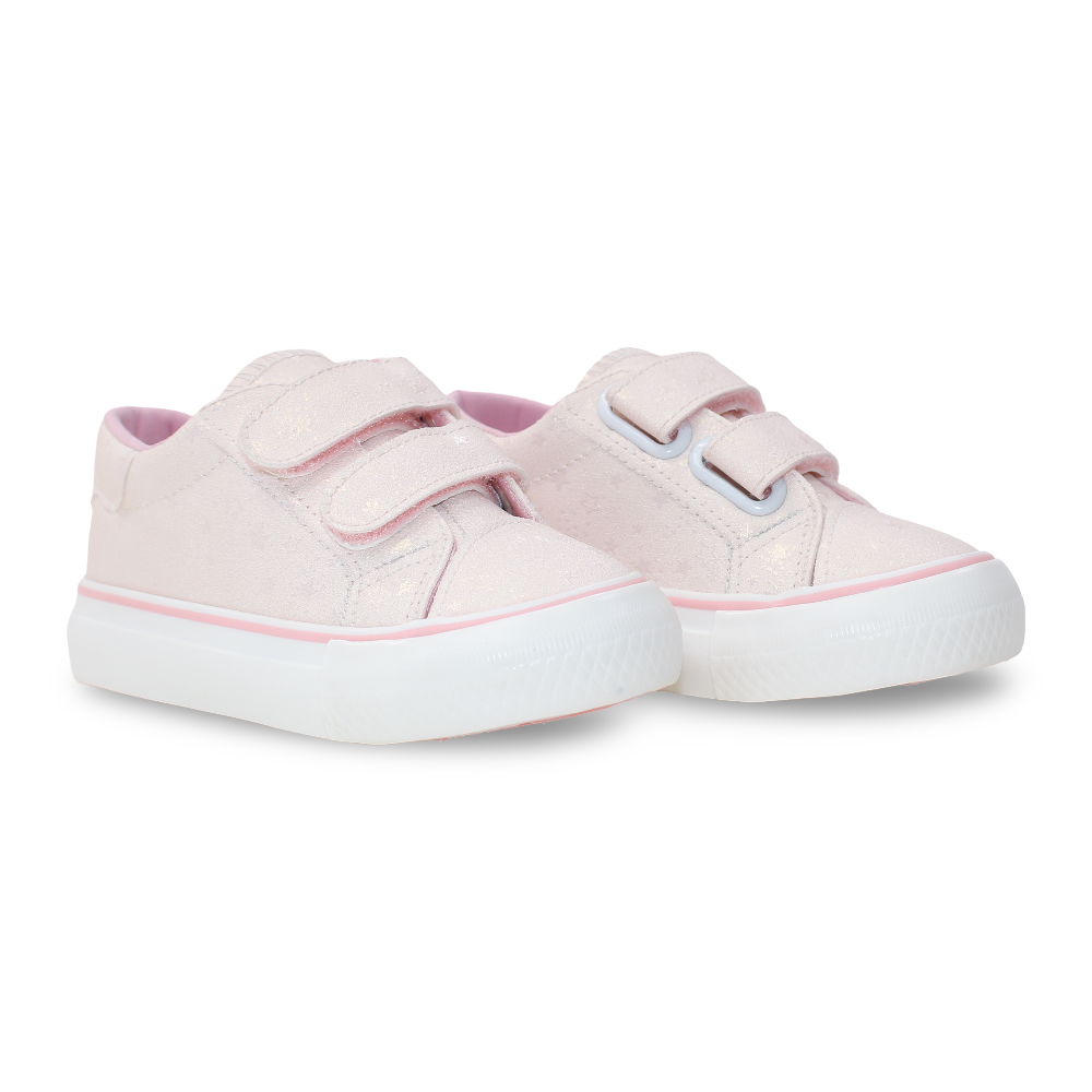 Girls Leather Sneakers – Beige with Stars Detail