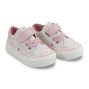 Baby Girls Leather Sneakers – Pink with Colorful Dots