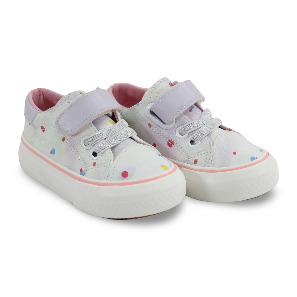 Girls Leather Sneakers – Purple with COlorful Dots - Clothing - Jespring