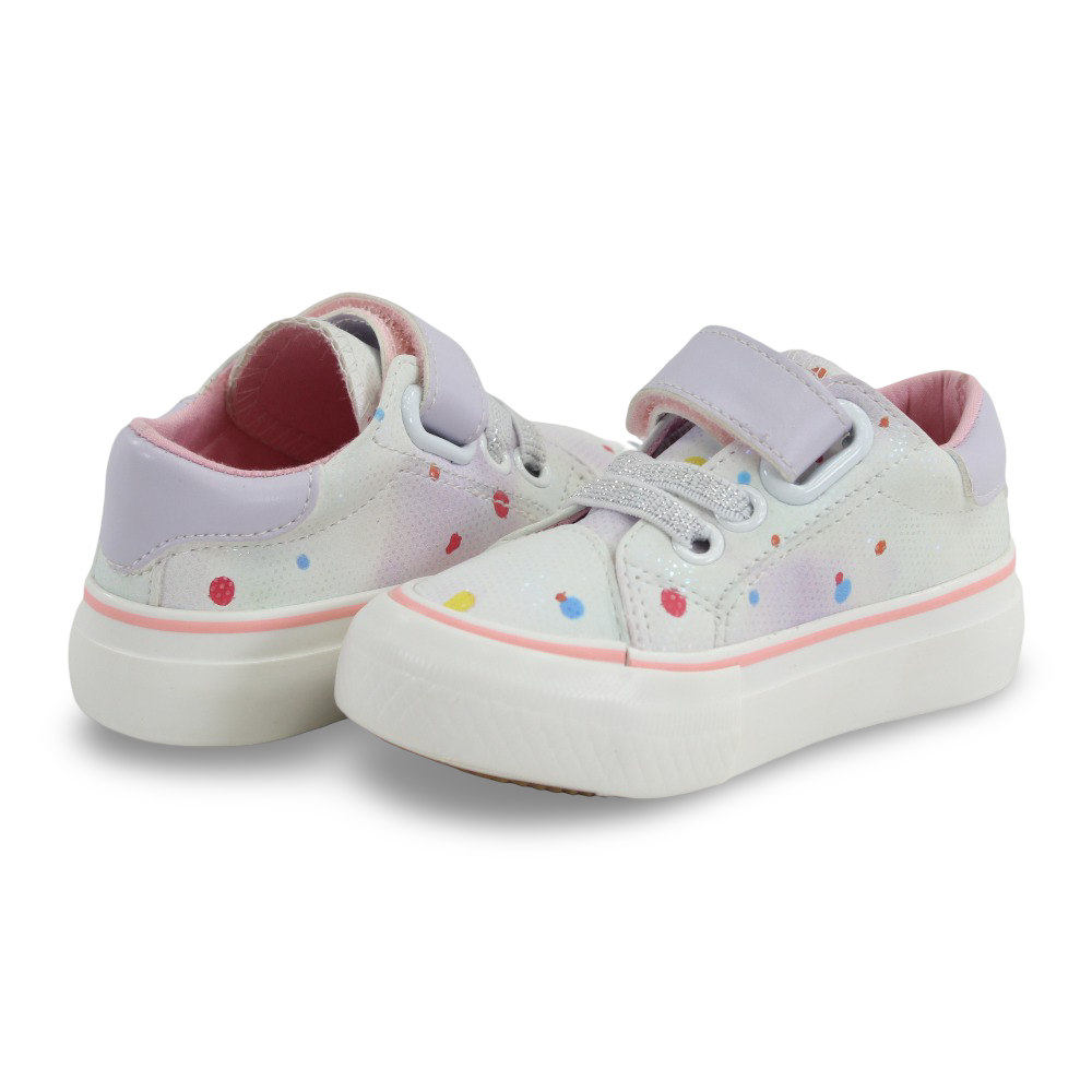 Girls Leather Sneakers – Purple with COlorful Dots