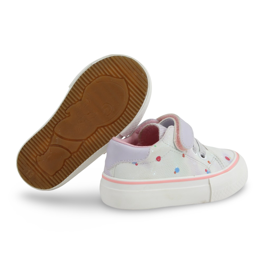 Girls Leather Sneakers – Purple with COlorful Dots