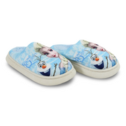 Girls Fur Slippers – Baby Blue with Frozen “Snow Queen“ Print
