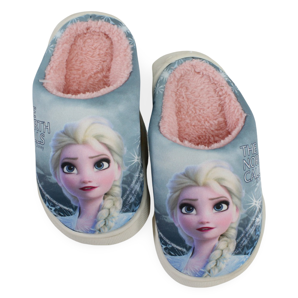Girls Fur Slippers – Mint with Frozen “The North Calls” Print