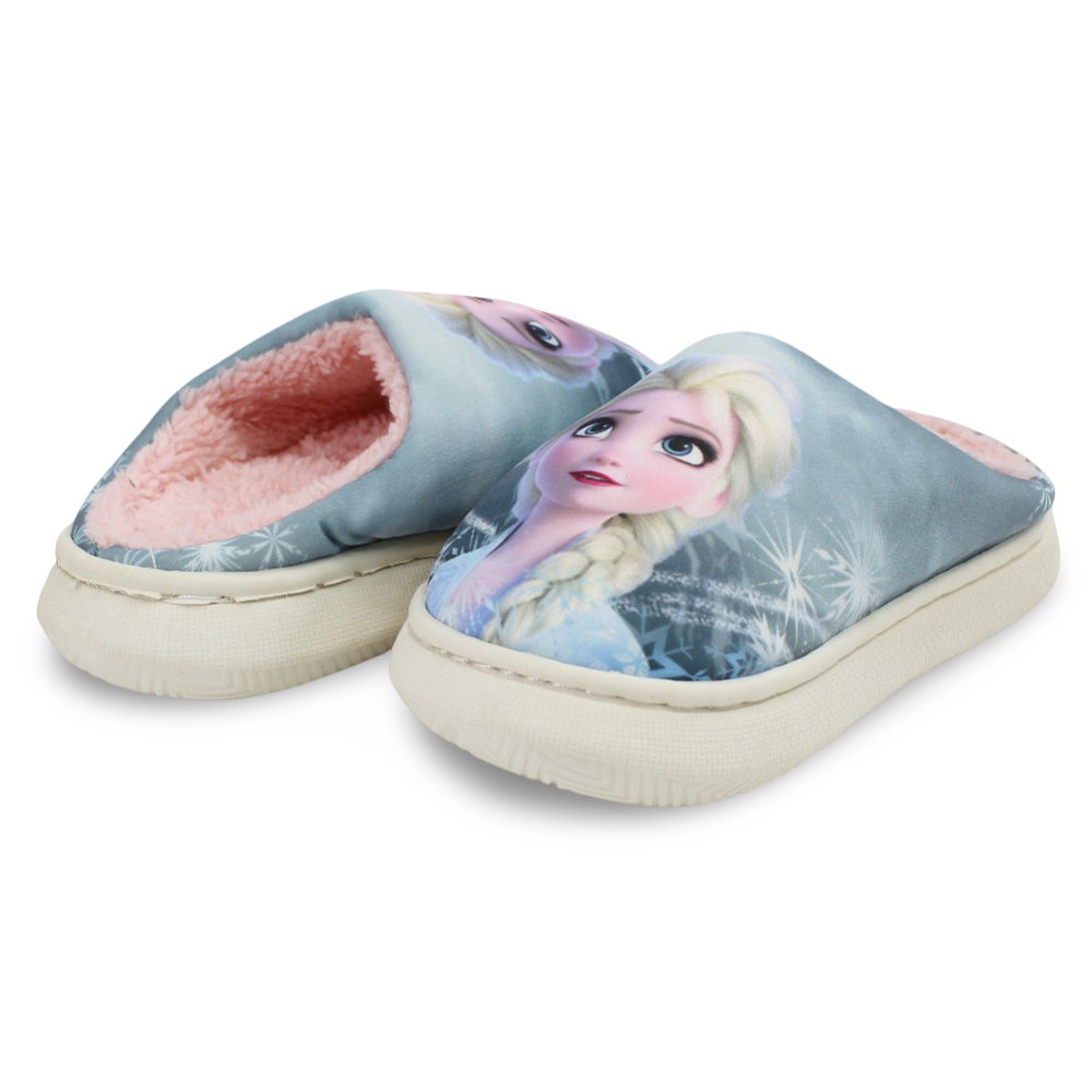 Girls Fur Slippers – Mint with Frozen “The North Calls” Print