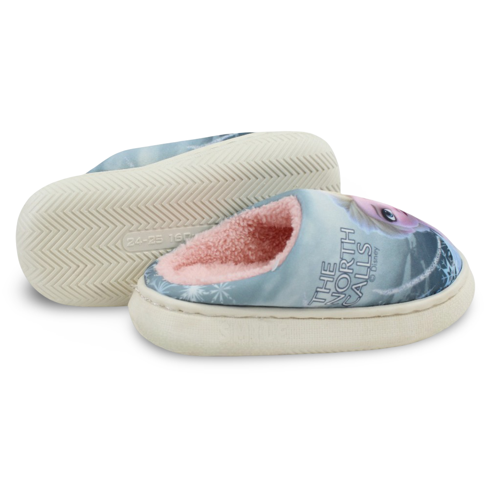 Girls Fur Slippers – Mint with Frozen “The North Calls” Print
