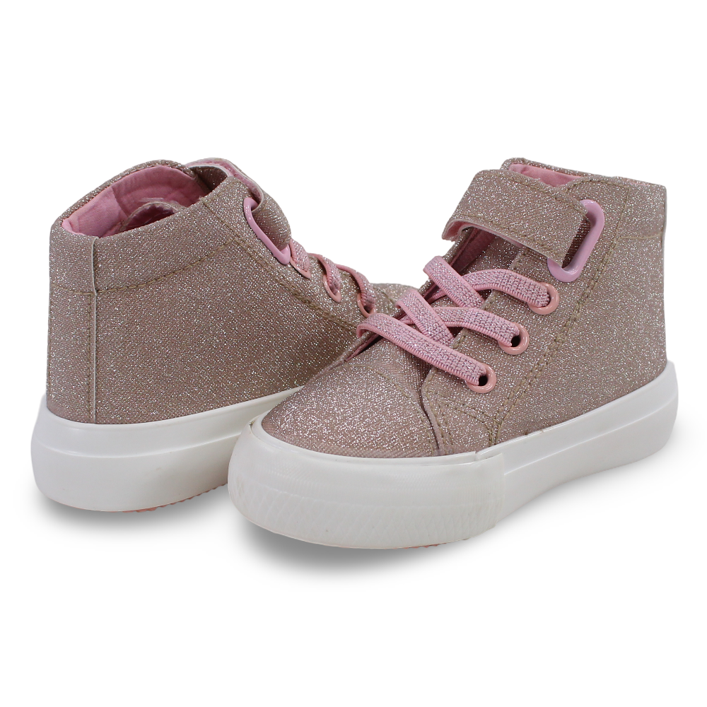 Girls Leather Half Boots – Pink with Glitter
