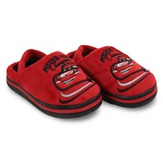 Boys Fur Slippers – Red with “Piston Cup Champion“ Print