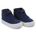 Unisex Leather Half Boots – Navy & Velcro Design