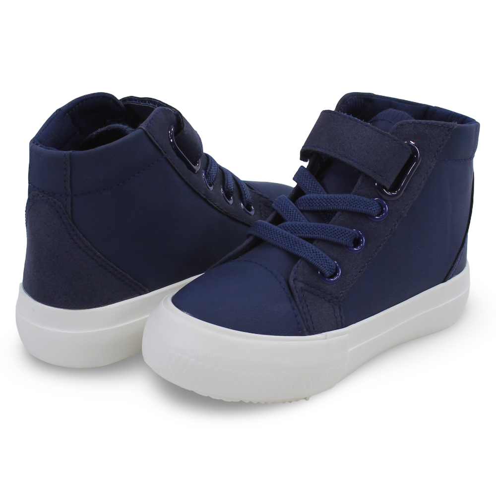 Unisex Leather Half Boots – Navy & Velcro Design