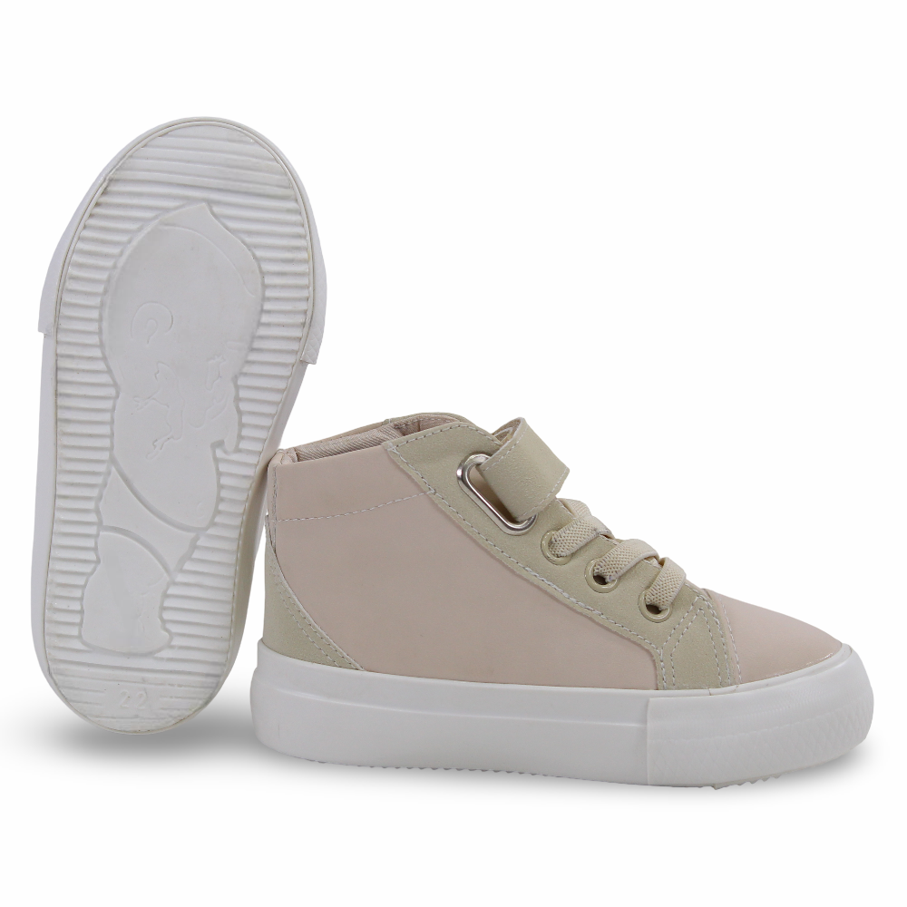 Unisex Leather Half Boots – Beige Velcro Strap Design