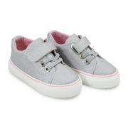 Girls Leather Sneakers – Silver