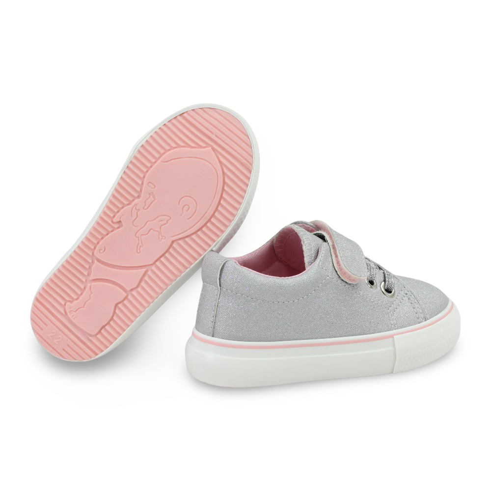 Girls Leather Sneakers – Silver