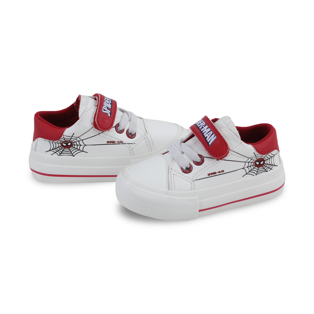 Boys Spider-Man Leather Sneakers – Red & White