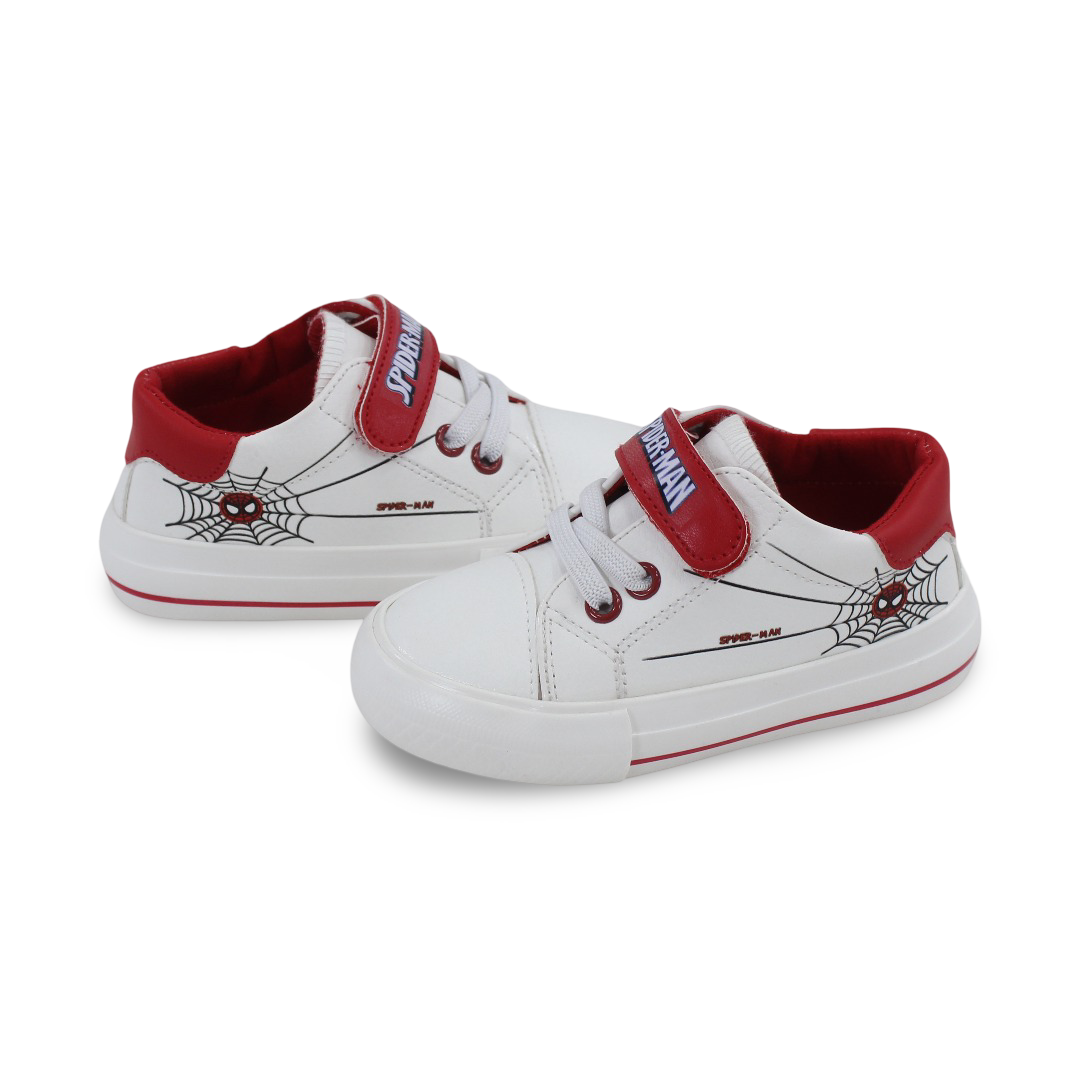 Boys Spider-Man Leather Sneakers – Red & White