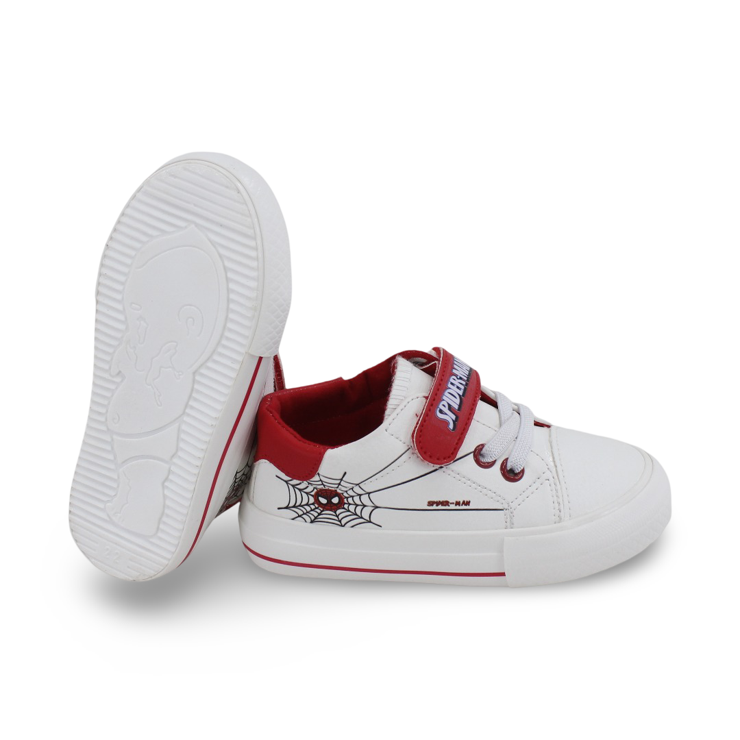 Boys Spider-Man Leather Sneakers – Red & White