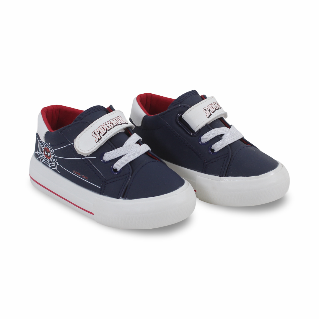Baby Boys Leather Sneakers – Navy with Spider-Man Design - Clothing - Jespring