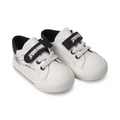 Baby Boys Leather Sneakers – Black & White "Spider-Man" Print