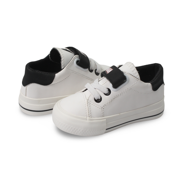 Baby Boys Leather Sneakers – Black & White "Spider-Man" Print