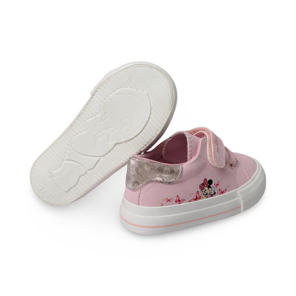 Baby Girls Leather Sneakers – Pink with Minnie Mouse Print
