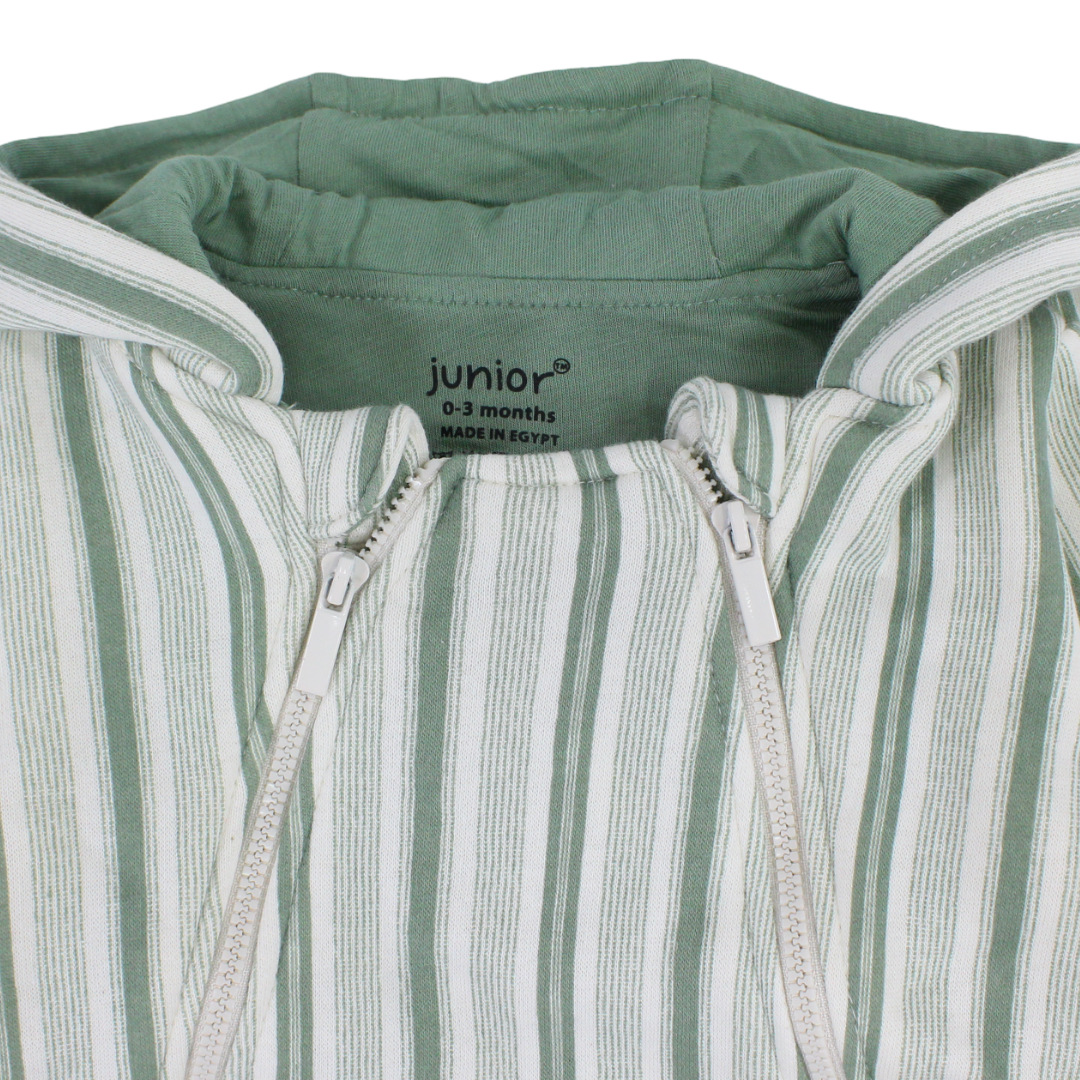 Baby Boys Cotton Hooded Baby Footie – Striped Mint
